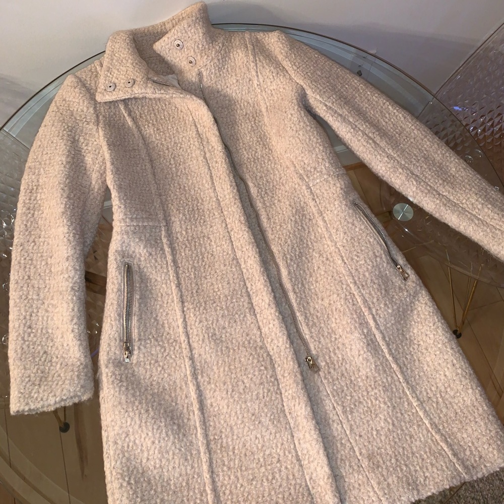 H&M Cream Short Wool-Blend Coat Size 6
